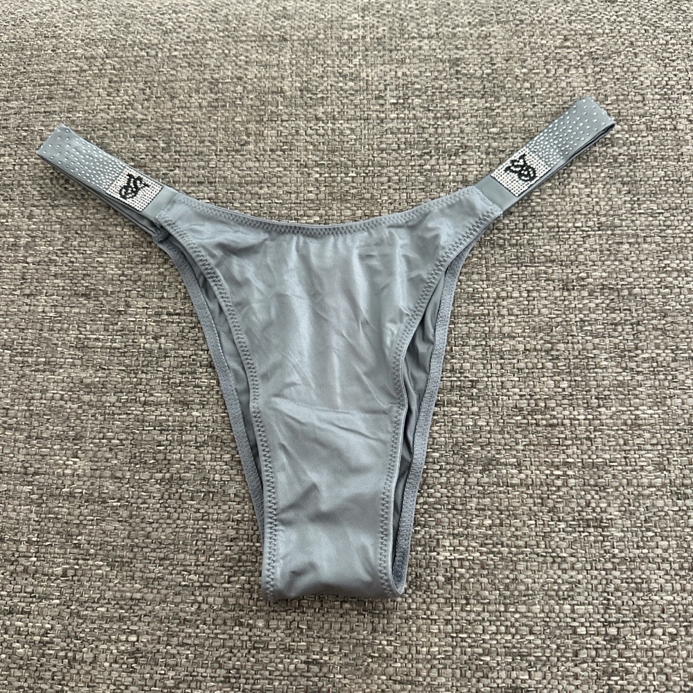 Victoria’s Secret Very Sexy Satin Gray Brazilian Panty with Branded Straps